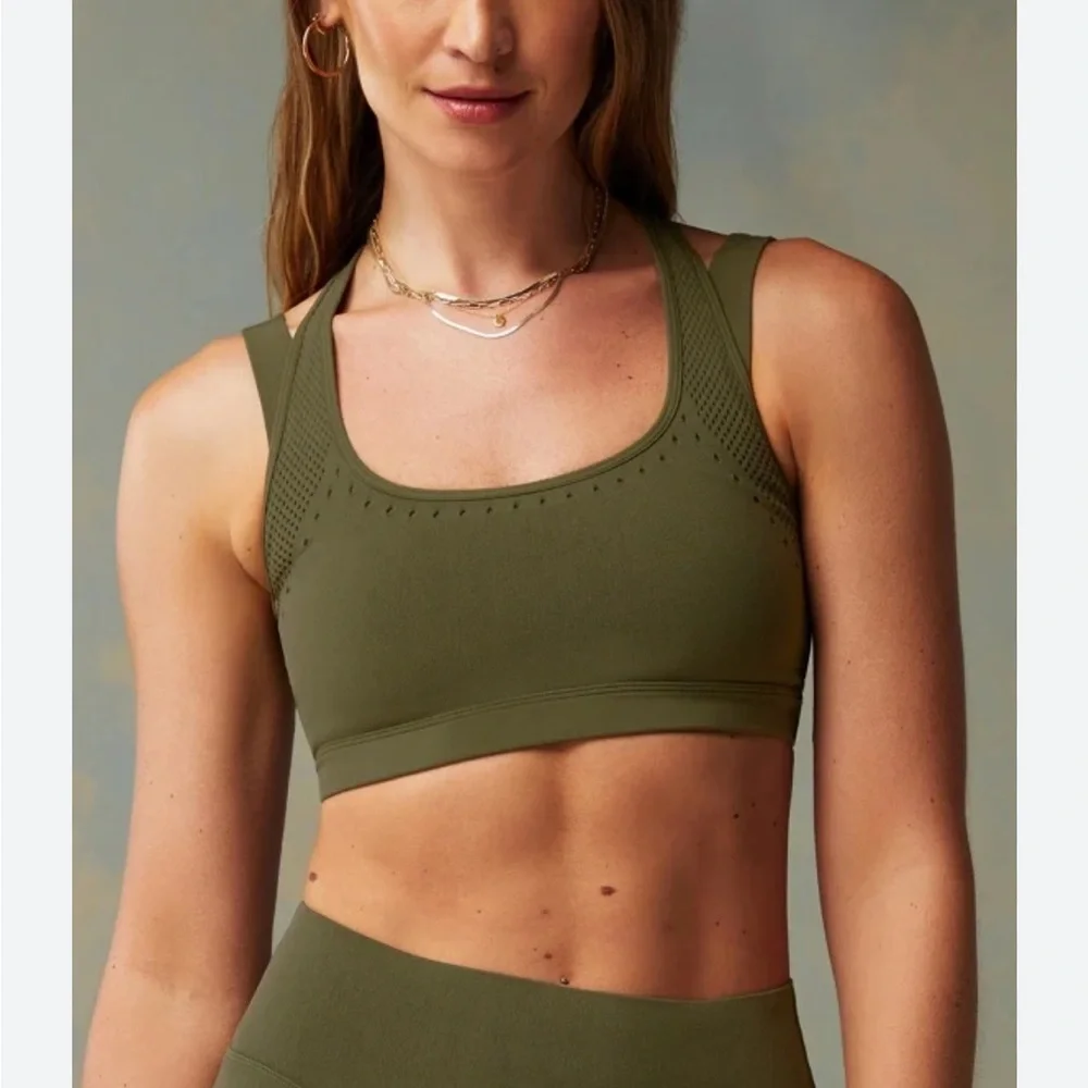 Fabletics Sculptknit Low Impact Sports Bra, Small Olive